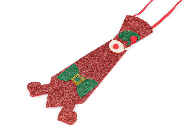 Cravată festivă de Crăciun din fetru cu sclipici - Accesoriu de costum pentru petreceri de sărbători, model ren și elf
