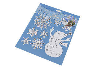 Autocolante 3D premium de Crăciun pentru ferestre și pereți, cu accente metalice - Stickere festive texturate cu aplicare ușoară