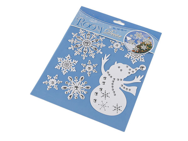 Autocolante 3D premium de Crăciun pentru ferestre și pereți, cu accente metalice - Stickere festive texturate cu aplicare ușoară