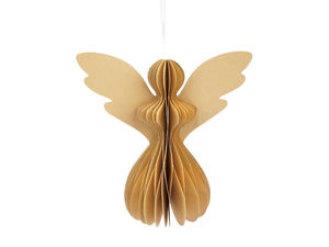 Ornament pliabil din hârtie tip fagure în formă de înger, cu sclipici strălucitor - Figurină decorativă de suspendat și așezat, 17 cm