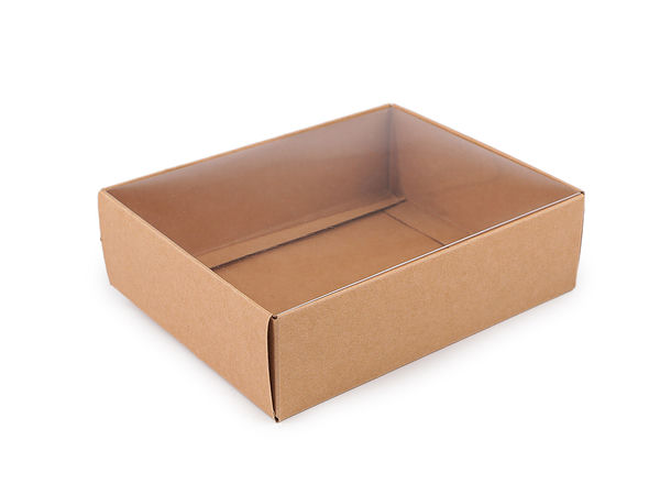Cutie cadou premium din carton Kraft cu capac transparent - Ambalaj craft maro natur cu asamblare ușoară