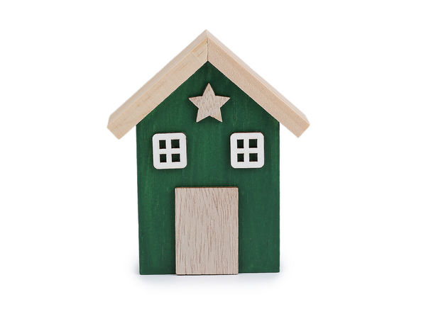 Căsuță decorativă din lemn în stil minimalist - Ornament în miniatură lucrat manual pentru masă, raft și șemineu