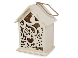 Set creativ DIY căsuță din lemn suspendabilă - Căsuță decorativă miniaturală pentru pictat