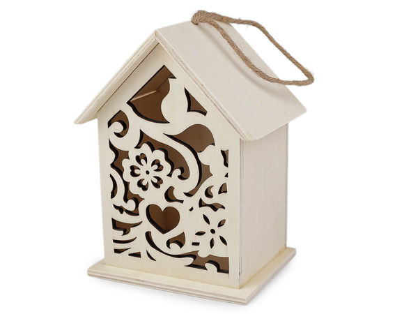 Set creativ DIY căsuță din lemn suspendabilă - Căsuță decorativă miniaturală pentru pictat