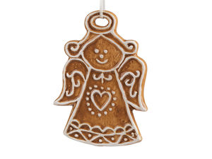 Ornament de Crăciun înger din turtă dulce, maro deschis - Decorațiune suspendată pentru brad, coronițe și pereți