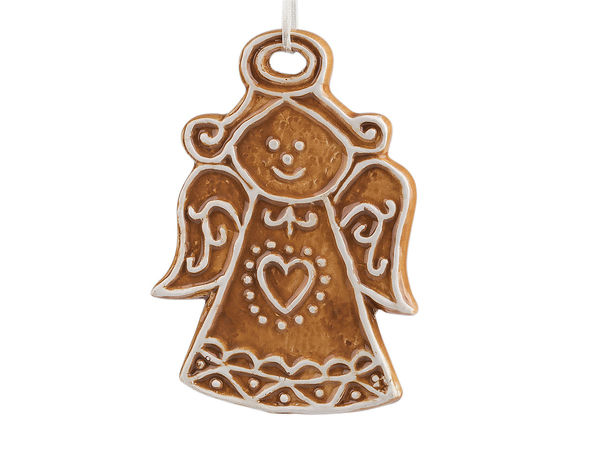 Ornament de Crăciun înger din turtă dulce, maro deschis - Decorațiune suspendată pentru brad, coronițe și pereți
