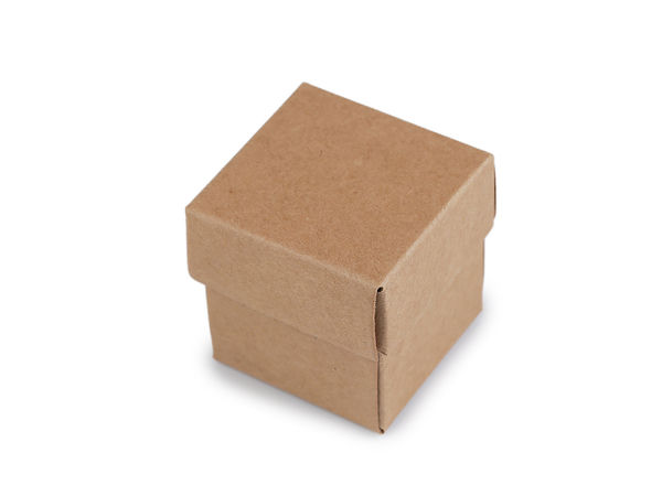 Mini cutie de cadou pentru bijuterii din hârtie Kraft naturală, cu inserție de burete (4x4 cm) - Cutie mică pentru prezentare inele și proiecte creative