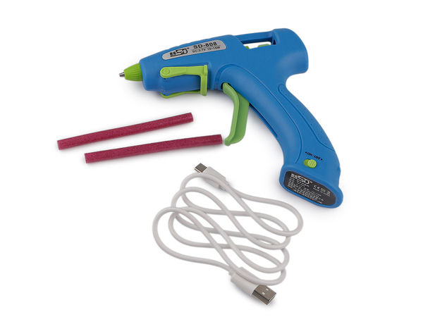 Pistol premium de lipit cu silicon la cald, fără fir (7mm) - Reîncărcabil prin USB, ușor, pentru lucru manual, cu suport inclus