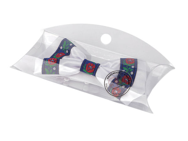 Papion din saten lucrat manual în stil folcloric - Accesoriu elegant reglabil pentru ținute festive (12 cm)