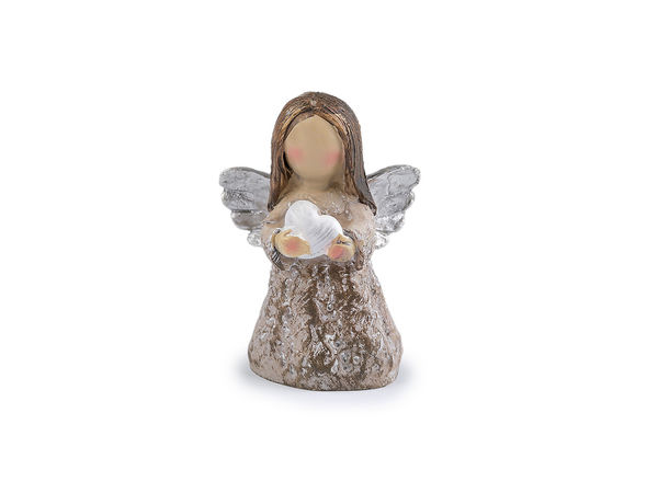 Figurină decorativă înger cu detalii fine - Statuetă elegantă taupe pentru coronițe, proiecte creative și decorațiuni pentru casă