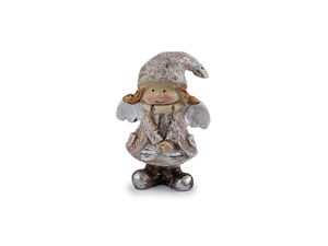 Figurină miniaturală de înger cu sclipici taupe - Accesoriu decorativ pentru coronițe și aranjamente festive