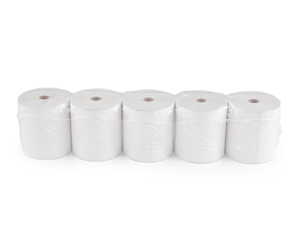 Role termice premium de 80mm pentru case de marcat și terminale (lungime 80m, tub 12mm) - Albe
