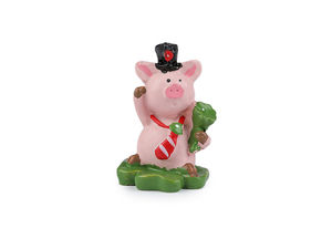 Figurină miniaturală talisman norocos în cutie de cadou - modele purceluș, trifoi și sticluță