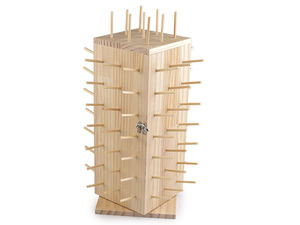 Suport rotativ din lemn pentru papiote cu depozitare integrată (93 papiote, 44 cm) - Natur deschis
