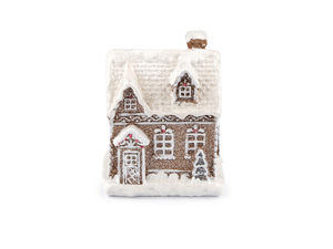 Decorațiune casă din turtă dulce pentru Crăciun, aspect brumat cu sclipici - Ornament rustic de masă pentru sărbători