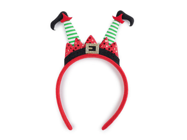 Bentiță festivă cu picioare de elf - Accesoriu pentru petreceri de Crăciun și sărbători