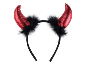 Cordeluță cu coarne de diavol decorate cu pene - Accesoriu premium pentru petreceri și carnaval