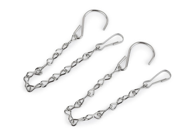 Lanț de suspendare din metal rezistent, cu cârlig și carabină (25 cm) – Pentru ghivece, felinare, jardiniere și decorațiuni de sezon