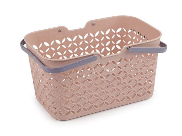 Coș din plastic perforat cu mânere, pentru depozitare și prezentare comercială (18,5 x 28 cm)