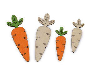 Morcovi premium din lemn pentru decorațiuni de Paște și primăvară - Set de 12 figurine decorative din lemn pentru scrapbooking, aranjamente de masă, galanterie și proiecte DIY