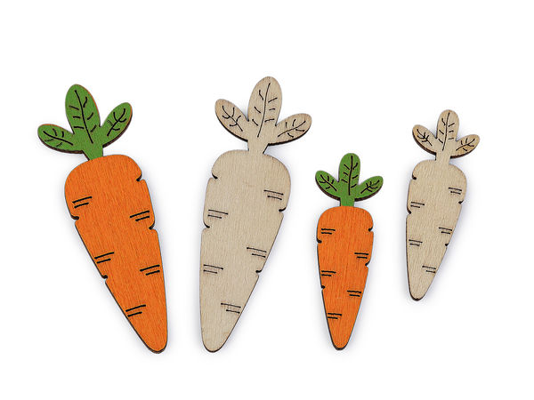 Morcovi premium din lemn pentru decorațiuni de Paște și primăvară - Set de 12 figurine decorative din lemn pentru scrapbooking, aranjamente de masă, galanterie și proiecte DIY