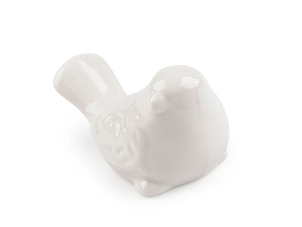 Figurină minimalistă din porțelan alb în formă de pasăre - Statuetă decorativă din ceramică lucioasă pentru casă și birou