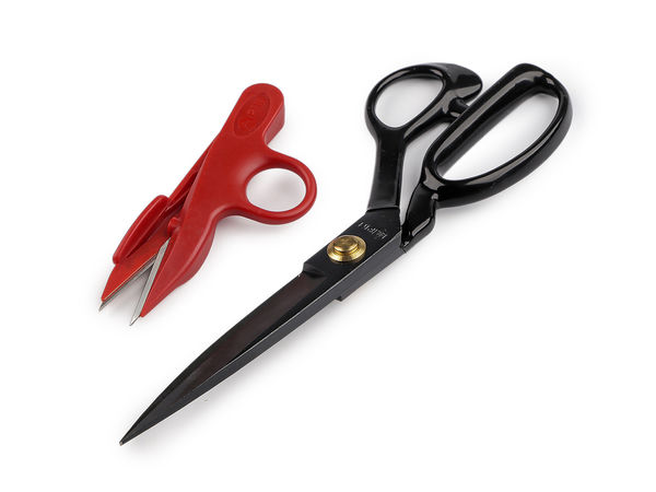 Set foarfece profesionale de croitorie PIN Premium - Foarfece pentru materiale textile din oțel forjat la cald, cu lame ergonomice negru mat și ciupitoare de ață