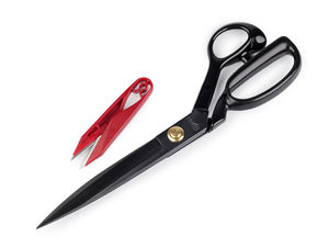 Set foarfecă profesională de croitorie PIN (31 cm) și forfecuță de ață cu cutie de depozitare - Negru Mat