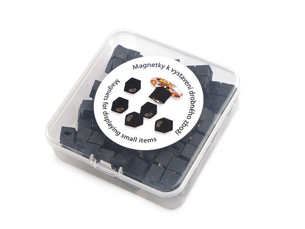 Minimagneți negri premium pentru expunere nasturi și articole mici de galanterie, 8x8 mm