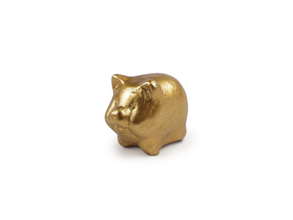 Figurină în miniatură porcușor auriu - Talisman decorativ pentru prosperitate și noroc, ideal pentru proiecte creative și aranjamente de sărbători