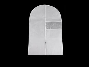 Husă premium respirabilă pentru haine, din material nețesut (60 x 100 cm) – Husă de protecție cu fermoar, orificiu pentru umeraș și fereastră transparentă