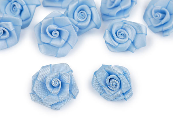 Aplicații mini trandafiri din satin premium - Trandafiri decorativi de 20 mm din panglică pentru cusut, scrapbooking și lucru manual