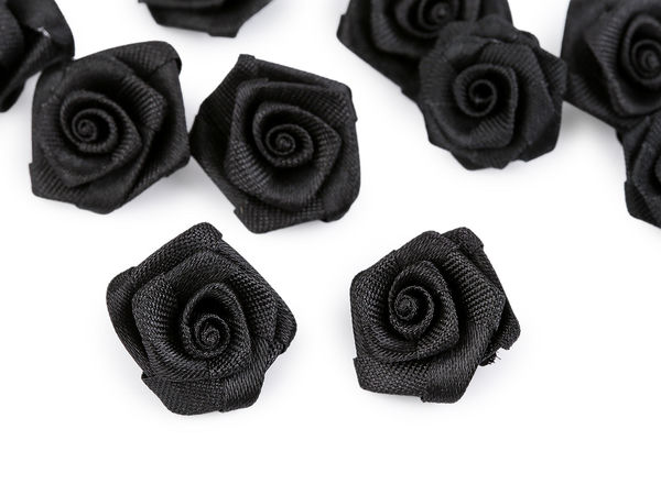 Aplicații mini trandafiri din satin premium - Trandafiri decorativi de 20 mm din panglică pentru cusut, scrapbooking și lucru manual
