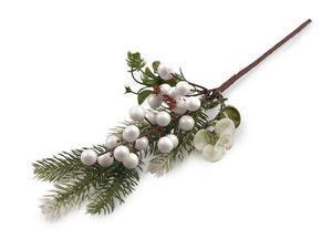 Crenguță artificială de conifer cu bobițe pentru Crăciun - Crenguță decorativă flexibilă pentru decorațiuni de sărbători și aranjamente DIY