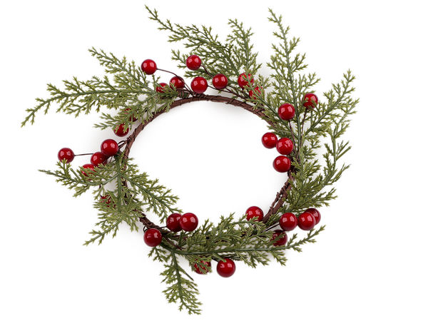Coroniță decorativă de Crăciun pentru lumânare, cu bobițe - Aranjament de masă pentru Advent (Ø 13 cm)
