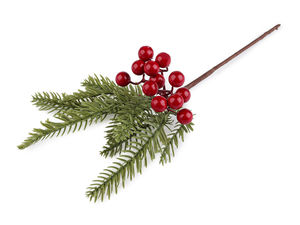 Creangă artificială de conifer cu bobițe - Crenguță realistă de pin pentru coronițe, aranjamente florale și decorațiuni de sărbători