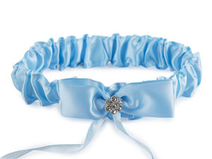 Jartieră de mireasă din satin cu fundă și floare din strasuri
