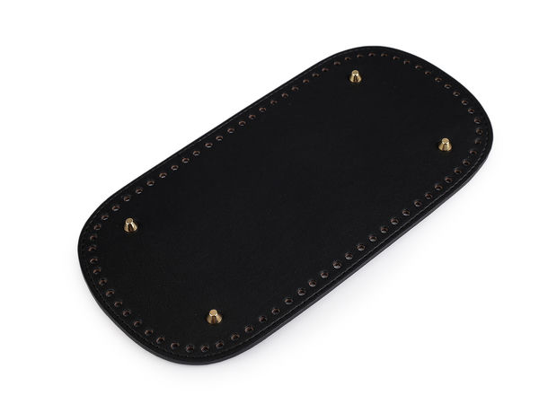 Fund de geantă premium din piele ecologică cu piciorușe metalice de protecție (15x30 cm) - Bază cu margini cusute și 76 de găuri pentru croșetat și cusut