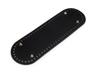 Bază premium din piele ecologică pentru geantă, cu piciorușe metalice (10x30 cm) - Fund de geantă preperforat pentru croșetat și cusut