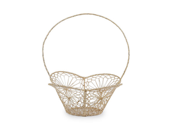 Coșuleț tricotat elegant pentru domnișoare de onoare - Accesoriu ecru deschis pentru ceremonia de nuntă