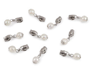 Cursor decorativ cu autoblocare pentru fermoar din nylon nr. 3 | Accente elegante tip perlă și transparent AB