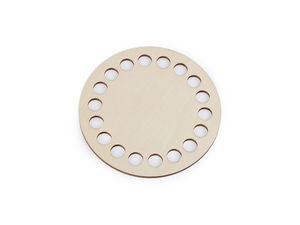 Bază rotundă din lemn pentru coșuri croșetate, 10 cm - Fund din placaj premium decupat cu laser cu 18 orificii pentru realizarea de coșuri, suporturi de pahare DIY și proiecte de lucru manual