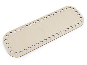 Bază dreptunghiulară din lemn pentru coșuri croșetate, 10x30cm - Fund din lemn natur premium pentru croșetat, poșete și genți