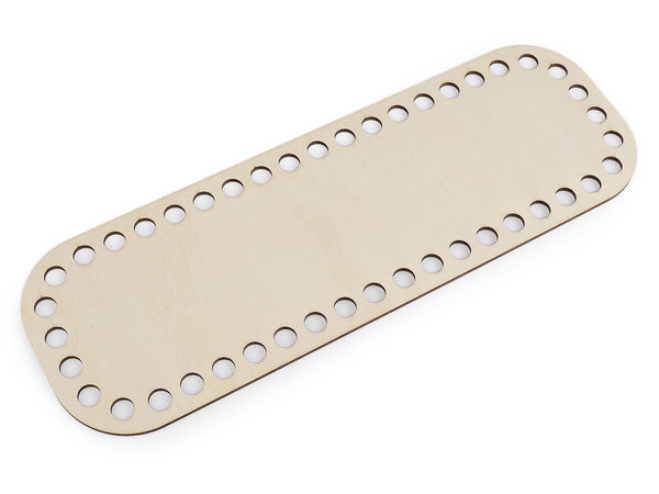 Bază dreptunghiulară din lemn pentru coșuri croșetate, 10x30cm - Fund din lemn natur premium pentru croșetat, poșete și genți