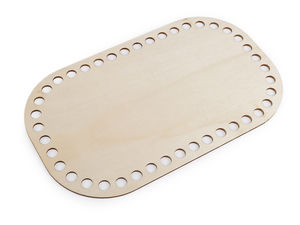 Bază premium din lemn pentru croșetat și confecționat coșuri - Fund din lemn natur, 15x25 cm, pentru genți de mână, poșete și coșuri