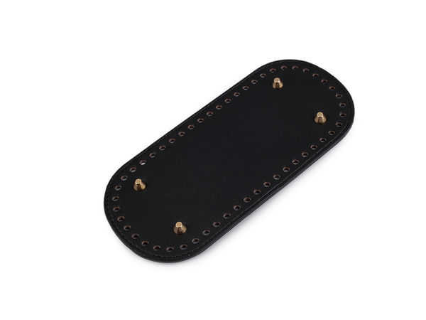 Bază premium din piele ecologică pentru geantă, cu piciorușe metalice (10x22 cm) - Fund preperforat și cusut pentru genți, coșuri și rucsacuri
