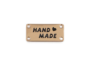 Etichete metalice premium de cusut „Handmade” pentru genți, poșete și tricotaje