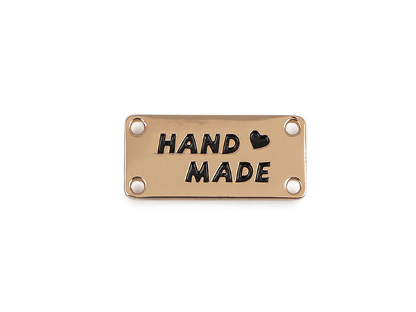 Etichete metalice premium de cusut „Handmade” pentru genți, poșete și tricotaje