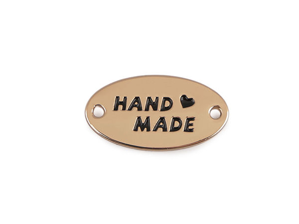 Etichete metalice premium de cusut „Handmade” pentru genți, poșete și tricotaje