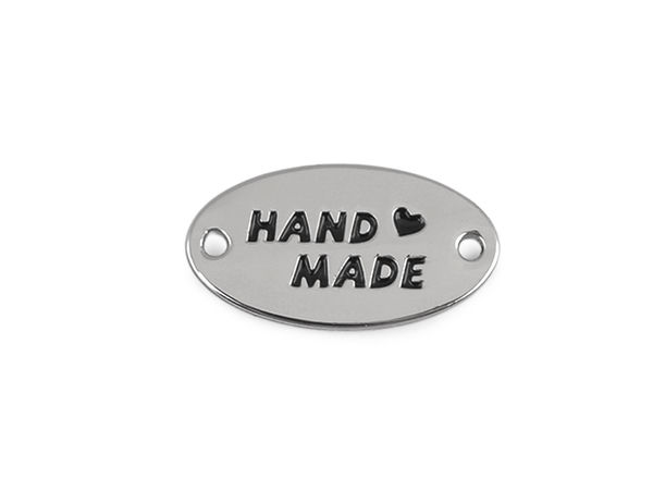 Etichete metalice premium de cusut „Handmade” pentru genți, poșete și tricotaje